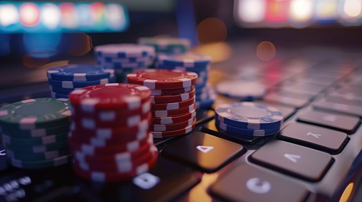 Player cards and dealer hand comparison on Caribbean Stud Poker table